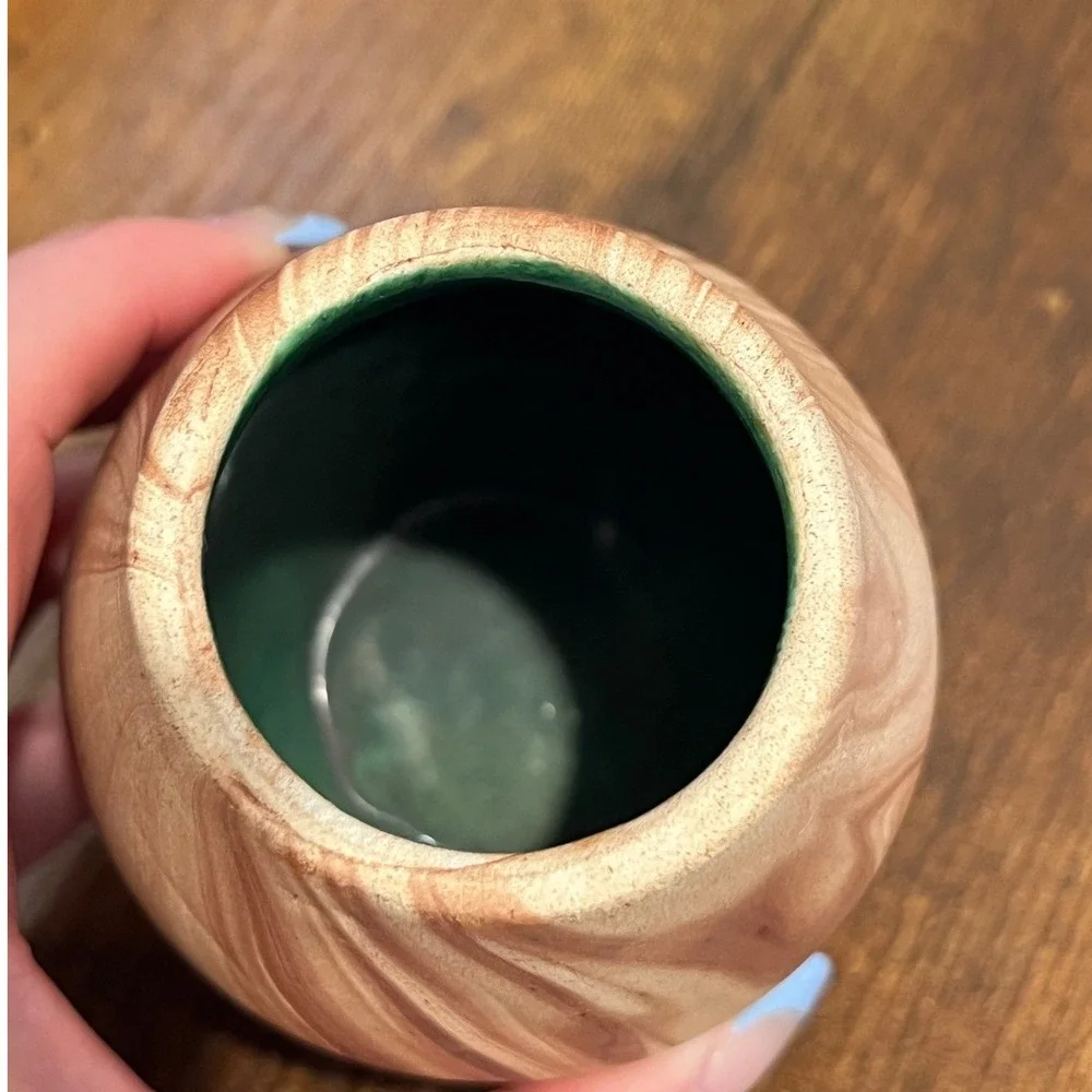 Vtg Pine Scent Pottery Vase Faux Bois Woodgrain Brown MCM‎ Retro Boho Chic